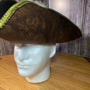 Pirate Colonist Tricorn Hat Brown Polyester Faux Leather Adult Unisex
